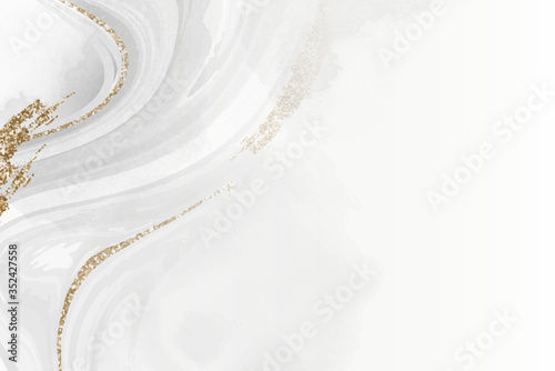 White and gold fluid patterned background vector