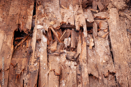 Fotografi break in a rotten wooden floor