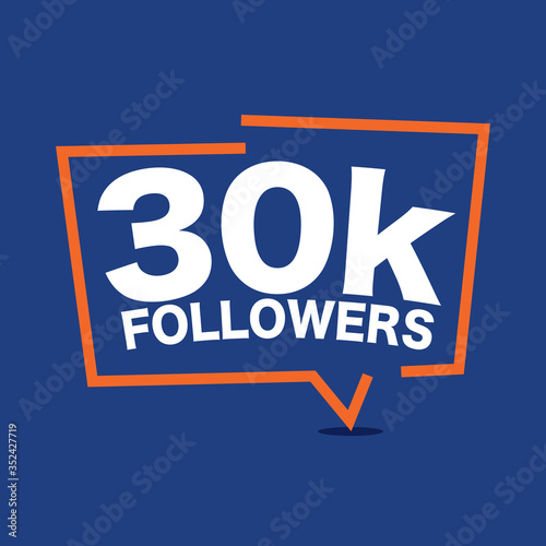 30k Followers Template for Celebrating in Online Social Media Networks Vector Illustration.