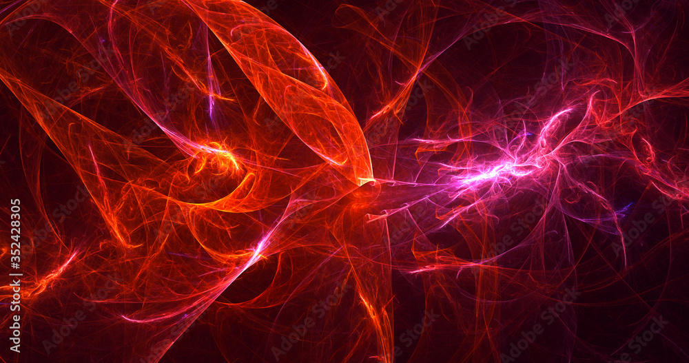 3D rendering abstract red fractal light background