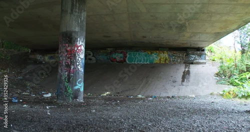 Wallpaper Mural Graffiti litter under bridge with pillar Torontodigital.ca