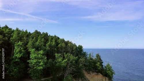 Wallpaper Mural Aerial shot of drone flying around the cliff in Gdynia with forest and baltic sea Torontodigital.ca