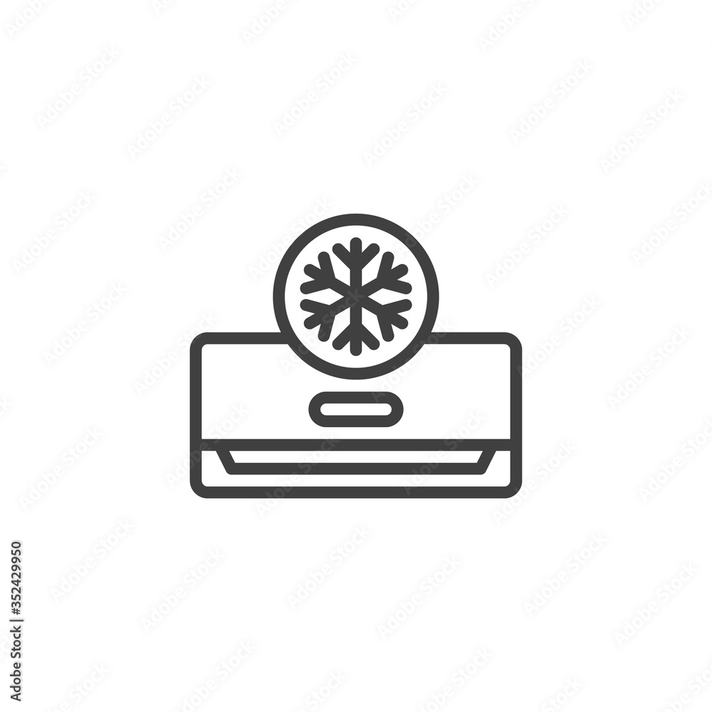 AC cold mode line icon. linear style sign for mobile concept and web design. Air conditioner cooling function outline vector icon. Symbol, logo illustration. Vector graphics AC cold mode line icon. linear style sign for mobile concept and web design. Air conditioner cooling function outline vector icon. Symbol, logo illustration. Vector graphics
