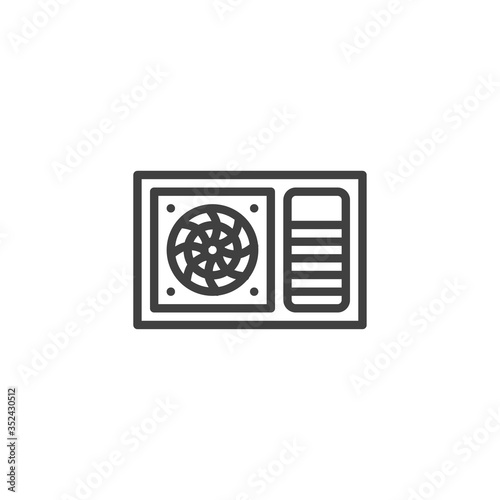 Window Unit AC line icon. linear style sign for mobile concept and web design. Window air conditioner outline vector icon. Symbol, logo illustration. Vector graphics