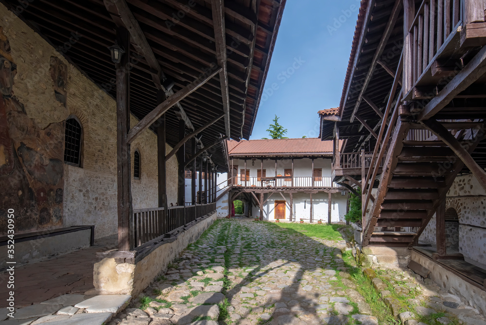 The Medieval Orthodox Rozhen Monastery near Melnik, Bulgaria. Nativity of the Mother of God church The Medieval Orthodox Rozhen Monastery near Melnik, Bulgaria. Nativity of the Mother of God church