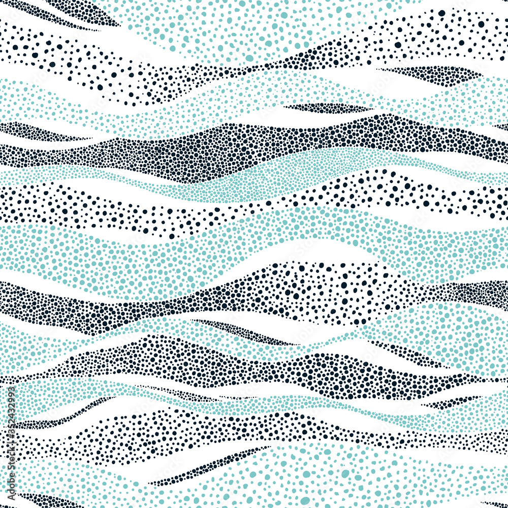 Wavy dot-style lines in white and blue