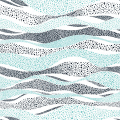 Papier peint photo Vagues de la mer patrons Vagues pointillées bleues style estival  © flovie