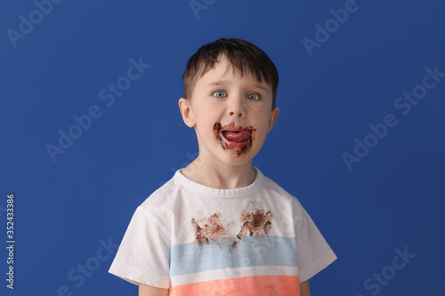 Little boy in dirty clothes...