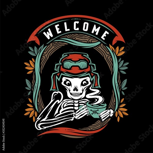 Skull vector and illustration for tshirt design or poster background