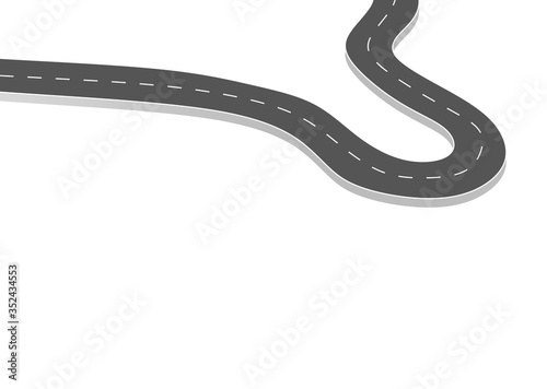 Roadway journey to the future. Asphalt street isolated on white background. Symbols Way to the goal of the end point. Path mean successful business planning Suitable for advertising and presentstation