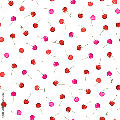 Seamless vector pattern of a pretty cherry,