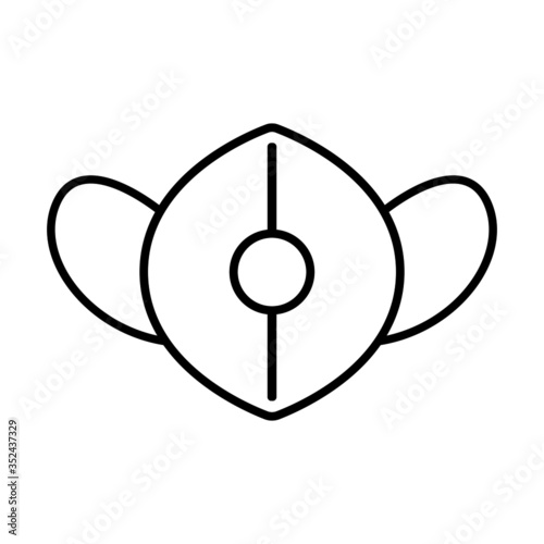 N95 face mask line icon. Protective FFP mask or respirator with valve. Vector Illustration