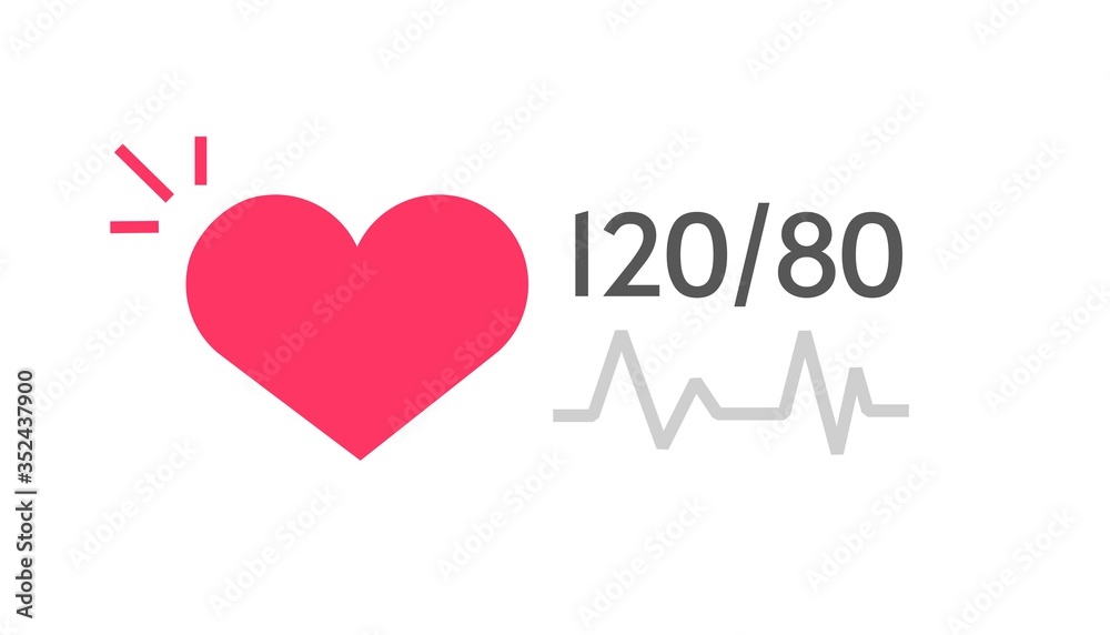 Healthy heart alive icon vector with heartbeat good blood pressure pulse cardiogram line flat cartoon isolated on white sign, cardiology beat concept symbol