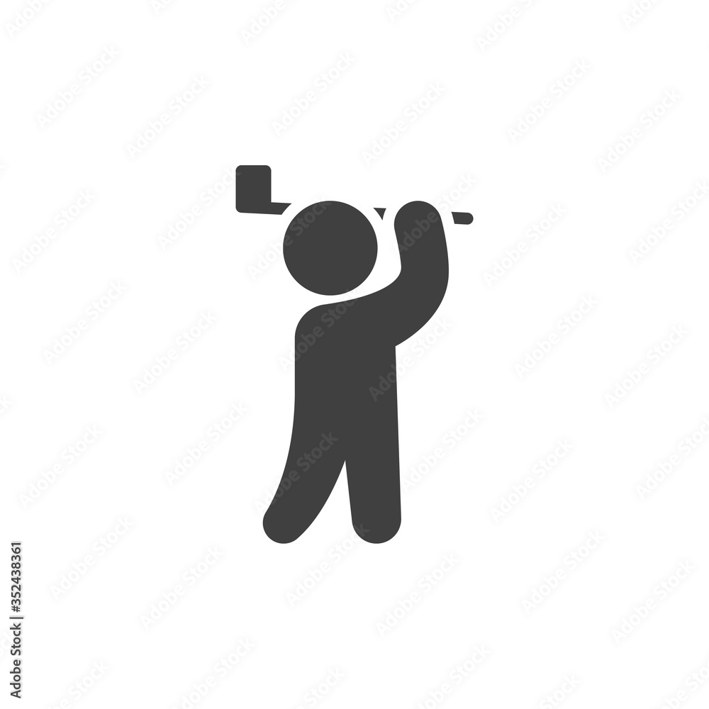 Golf player vector icon. filled flat sign for mobile concept and web design. Golf sport glyph icon. Symbol, logo illustration. Vector graphics Golf player vector icon. filled flat sign for mobile concept and web design. Golf sport glyph icon. Symbol, logo illustration. Vector graphics