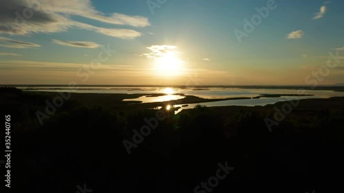 Sunset over the Tisza lake. photo