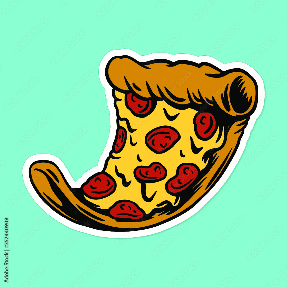 Pizza drawing style sticker vector Pizza drawing style sticker vector