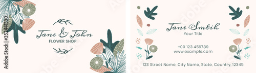 Floral flower shop name card vector