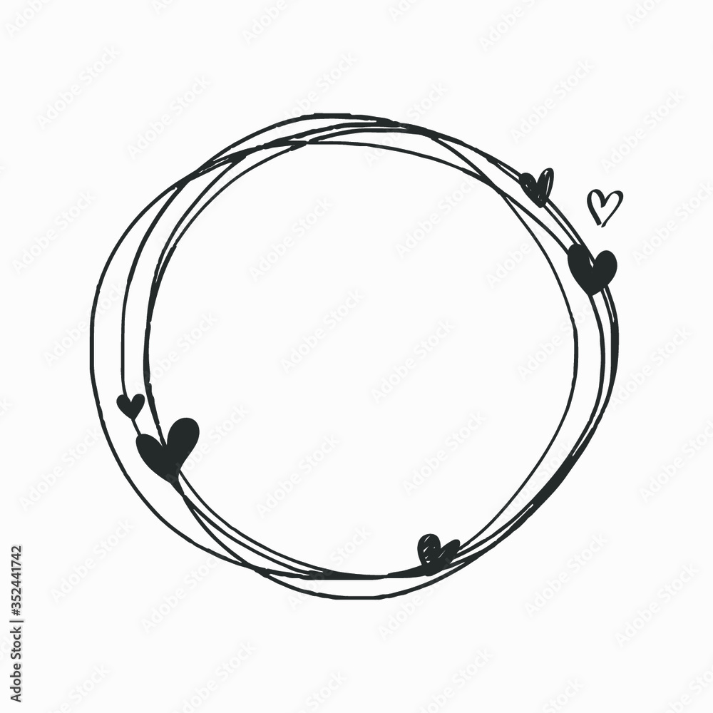 Doodle heart frame vector