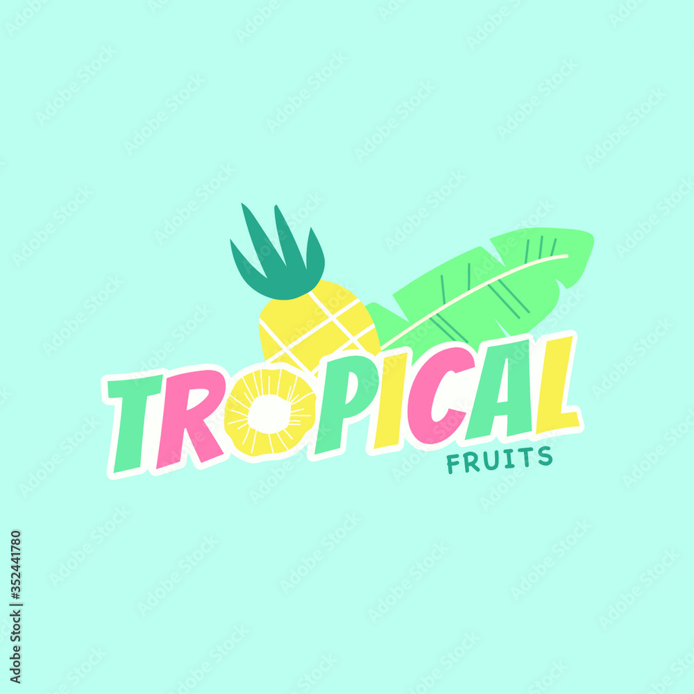 Naklejka premium Colorful tropical pineapple fruit vector