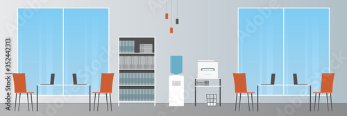 Open plan office. Vector illustration.