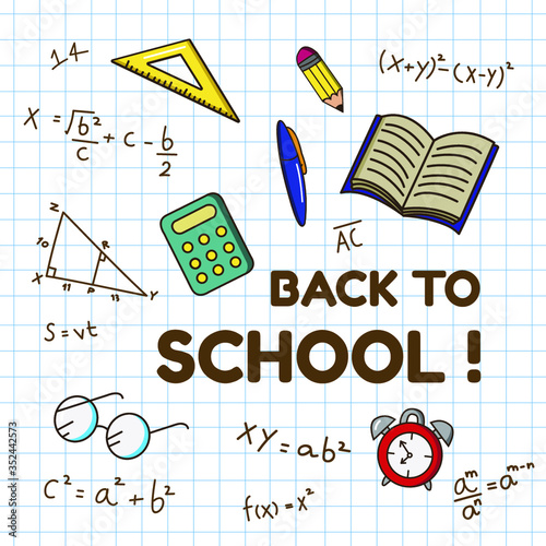 Back to school stationery vector set