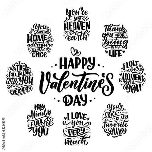 Set with slogans about love...