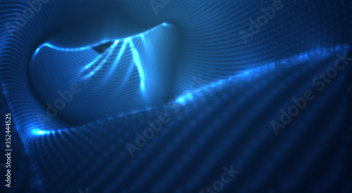 vector blue glowing data stream in virtual space