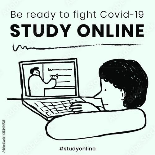 Study online during coronavirus outbreak social template source WHO vector