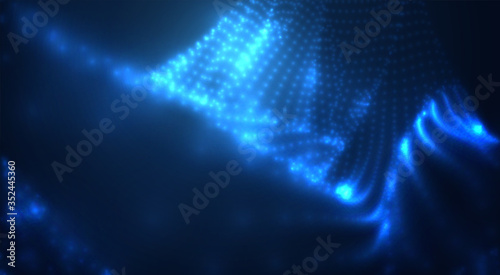vector blue glowing data stream in virtual space