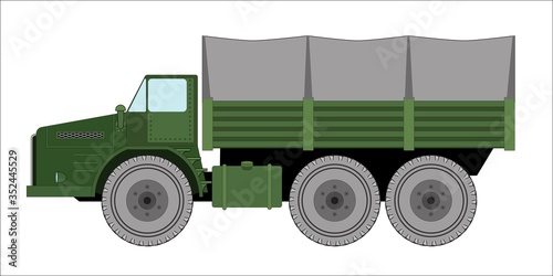 Military Heavy Truck isolated on white background, vector illustration