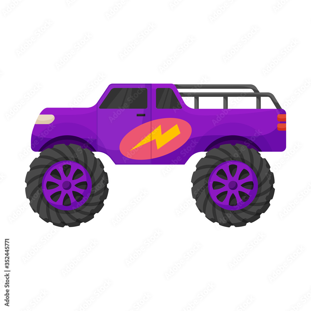 Cartoon Monster Truck Isolated on White Background, Vectors