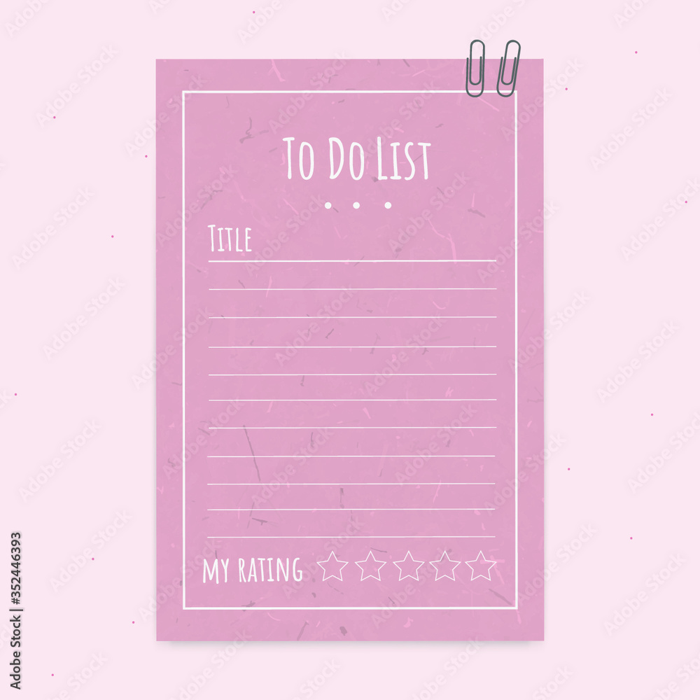 Pink notepad planner vector Pink notepad planner vector