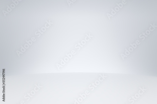 White studio room template on empty background with modern concept. Product display backdrops for design. 3D rendering.