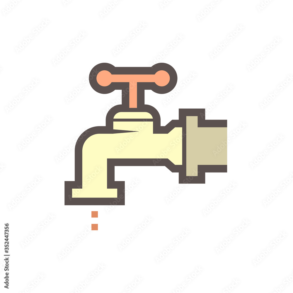 Water leak and faucet vector icon design. Water leak and faucet vector icon design.