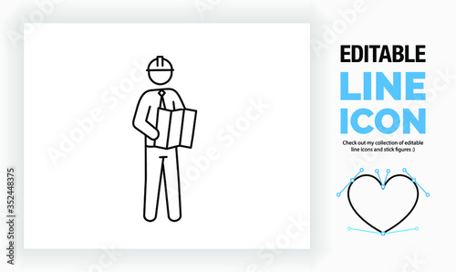 Editable line icon of an architect, part of a huge set of editable line icons and stick figures!