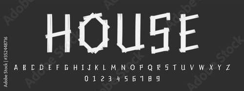 Wood style font, Alphabets and numbers letters design. Vector illustration.