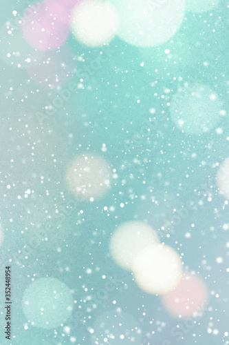 Colorful bokeh light in a snowy day vector