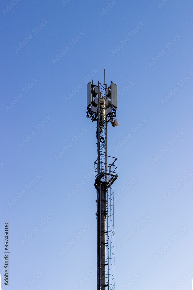 Technician on telecommunication antenna tower 5G.. Technician on telecommunication antenna tower 5G..