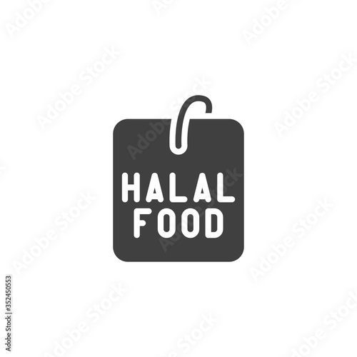 Certified halal food tag vector icon. filled flat sign for mobile concept and web design. Halal food label glyph icon. Symbol, logo illustration. Vector graphics