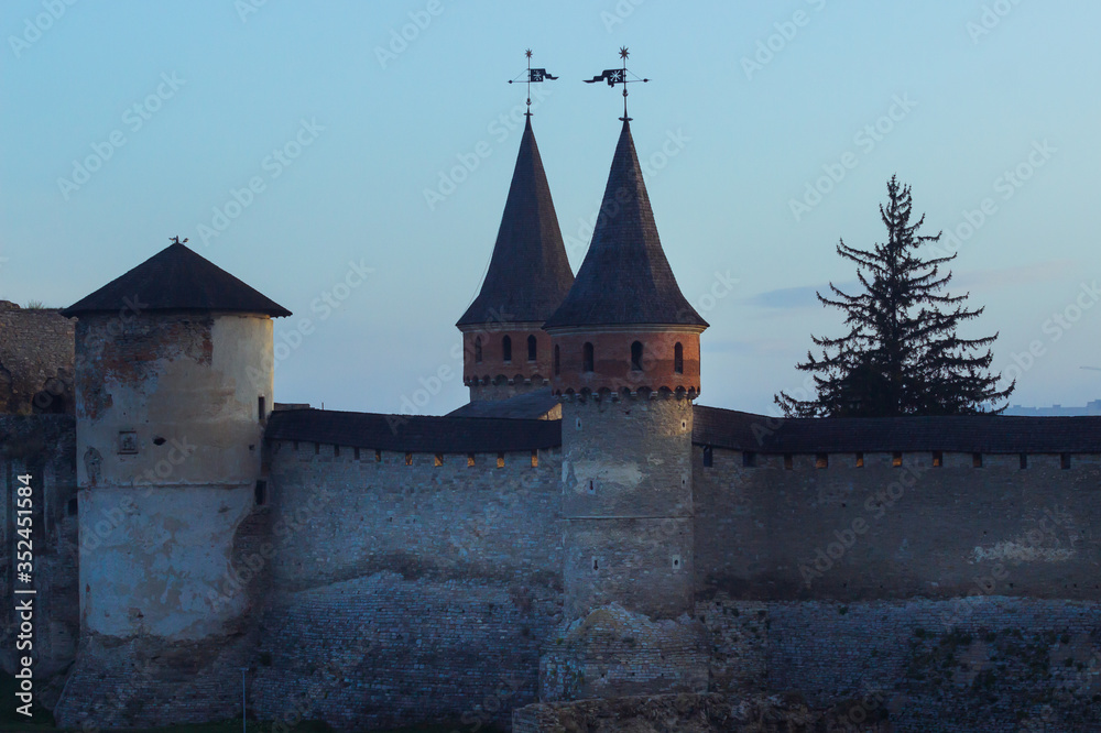 Kamyanets-Podilskyi, Ukraine. Castle view in Kamyanets-Podilskyi