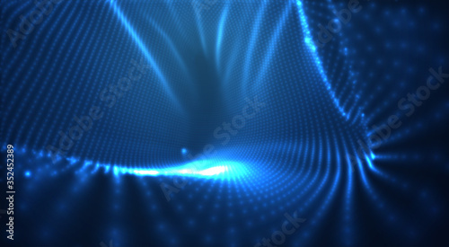 vector blue glowing data stream in virtual space