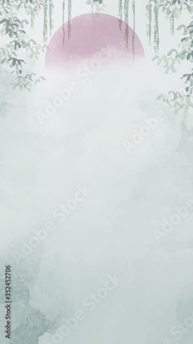 Gray blank leafy frame vector