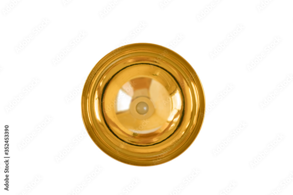 Gold sports cup, top view, award and a symbol of victory. Gold sports cup, top view, award and a symbol of victory.