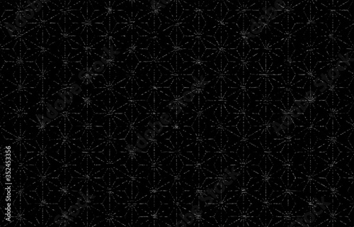 黒地に白い掠れ模様の和柄：麻の葉