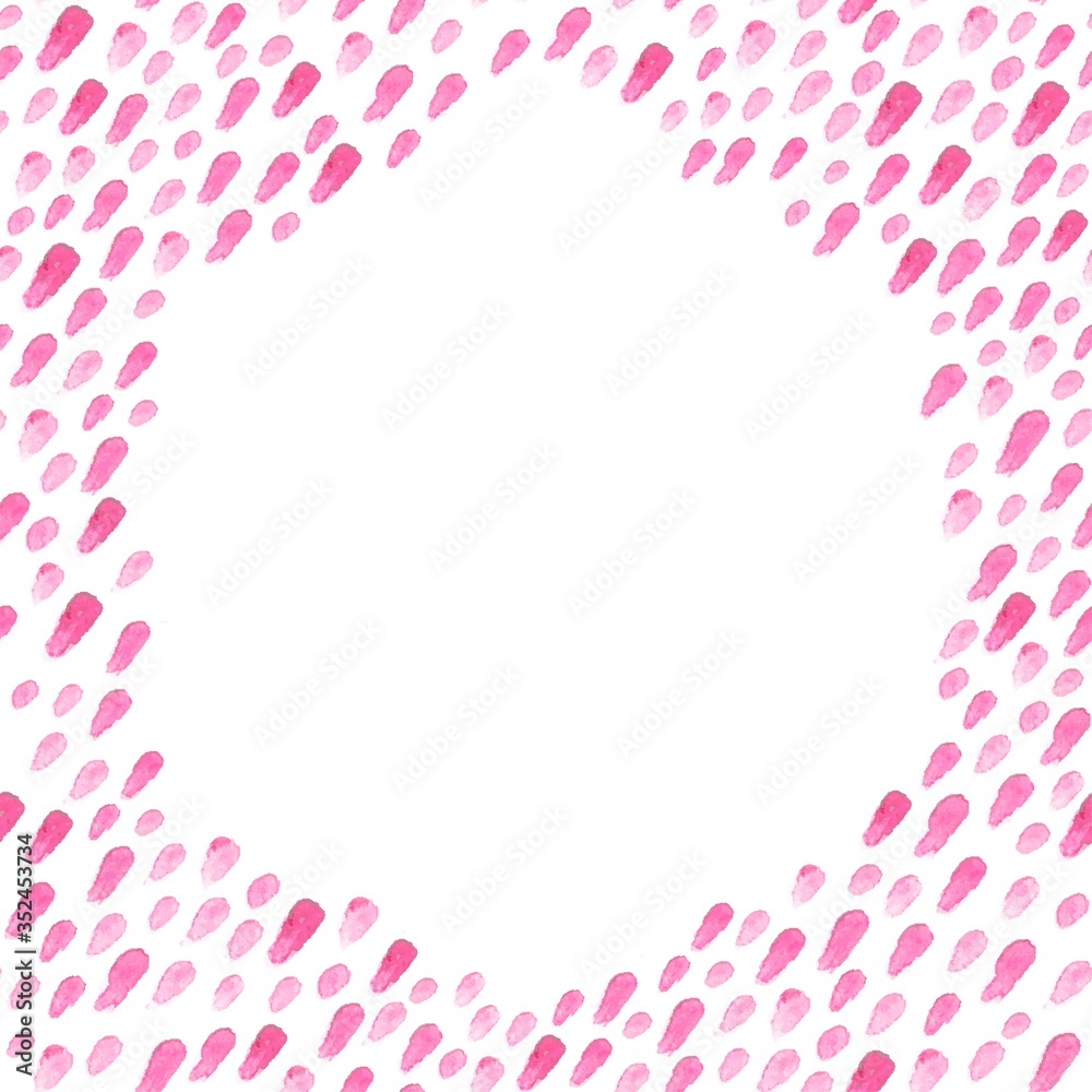 Watercolor seamless vector pattern. Pink brush strokes of paint isolated on white background. Polygon Frame for Valentine's Day and other holidays greeting cards, posters, invitations, wrapping paper