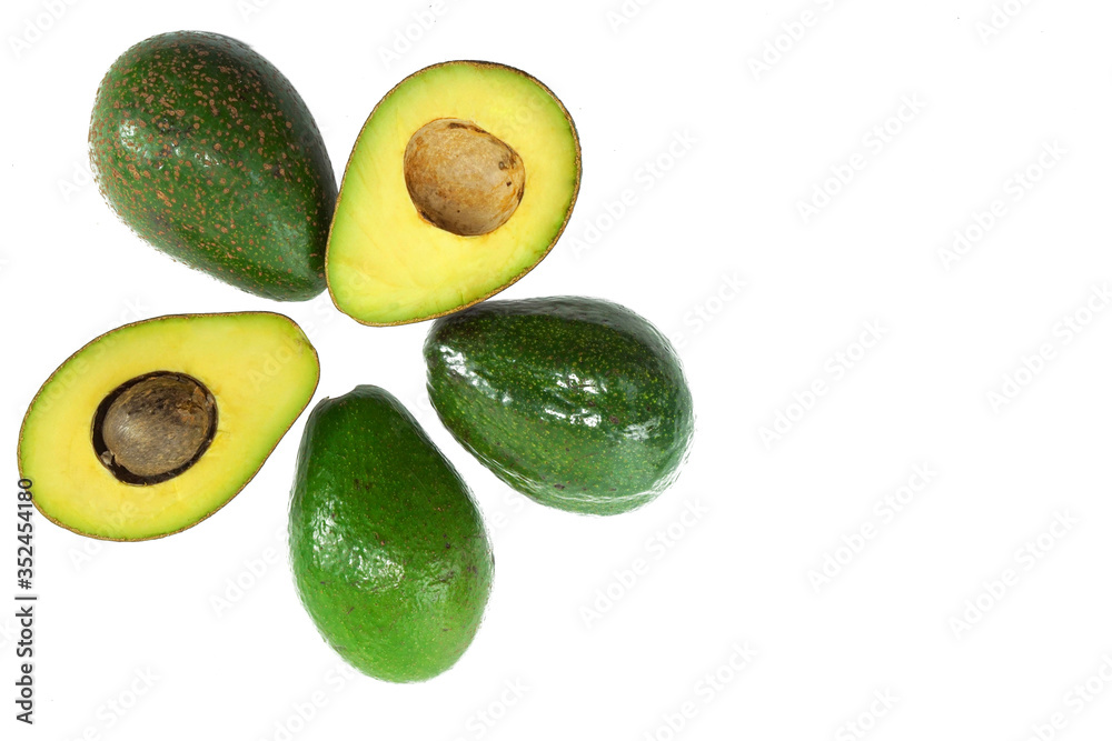 Avocado with leaf isolated on white Clipping Path. Professional food photography Avocado with leaf isolated on white Clipping Path. Professional food photography