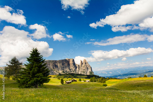 Seiseralm mit Blick auf den Schlern in Südtirol photo