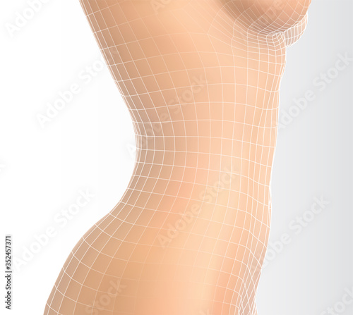 vector female body on a white background. photo realistic mesh