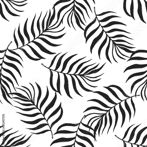  Seamless pattern Tropical plant leaf set.Botanical floral element background.Design for home decor, fabric, carpet, wrapping.