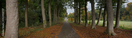 Estate, Fall. Autumn. Huis Westerbeek. Maatschappij van Weldadigheid Frederiksoord Drenthe Netherlands Panorama lane © A